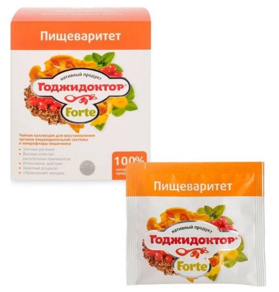Изображение товара Годжидоктор Форте Пищеваритет чайный напиток Сашера-Мед 10 фильтр-пакетов по 3г Годжидоктор Форте Пищеваритет чайный напиток Сашера-Мед 10 фильтр-пакетов по 3г фотография
