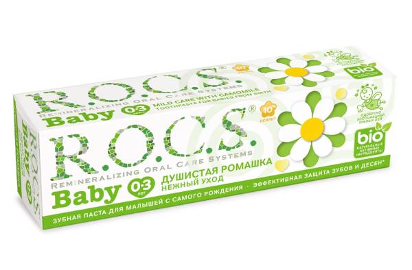Изображение товара Зубная паста R.O.C.S. baby душистая ромашка, 45 г Зубная паста R.O.C.S. baby душистая ромашка, 45 г фотография