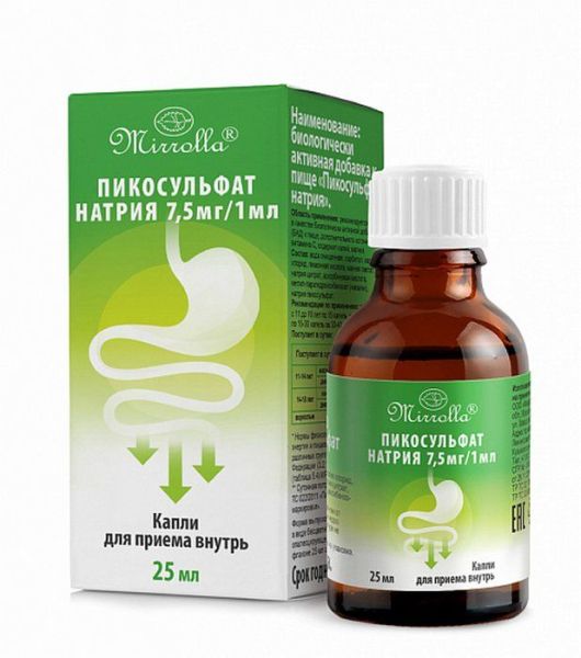 Изображение товара Пикосульфат натрия капли Мирролла 25мл Пикосульфат натрия капли Мирролла 25мл фотография