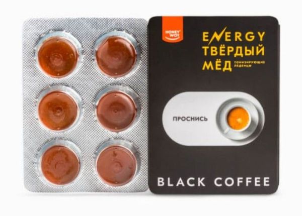 Изображение товара Твердый мед Energy Черный кофе 18г Твердый мед Energy Черный кофе 18г фотография